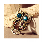 Vintage Owl Pendant Necklace Jewelry