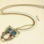 Vintage Owl Pendant Necklace Jewelry
